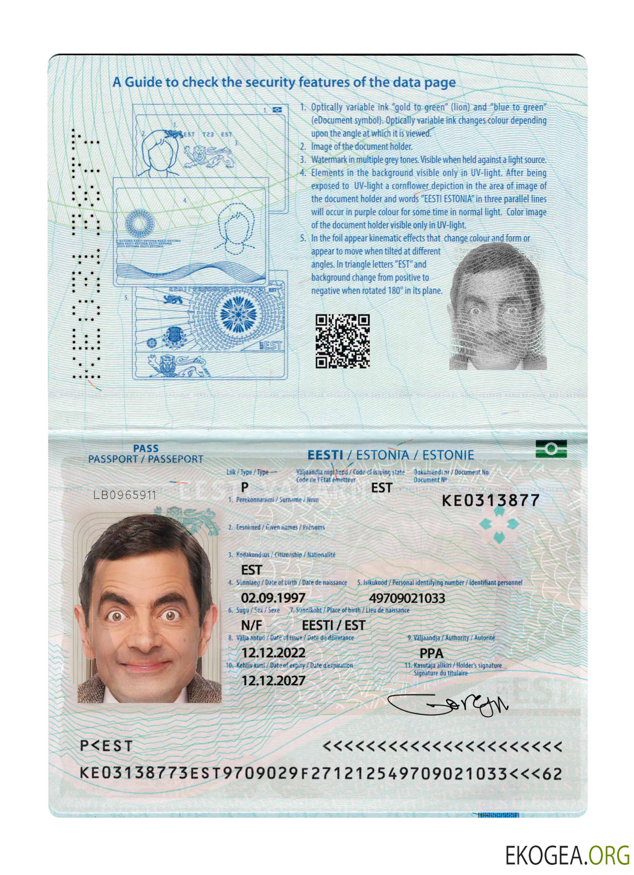 Passeport estonien 2022 présent